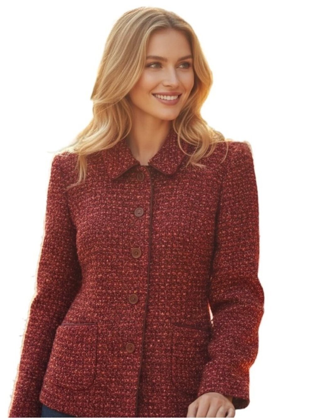 Doncaster 14 Women Tweed Blazer Jacket Red Christmas Holiday Party
